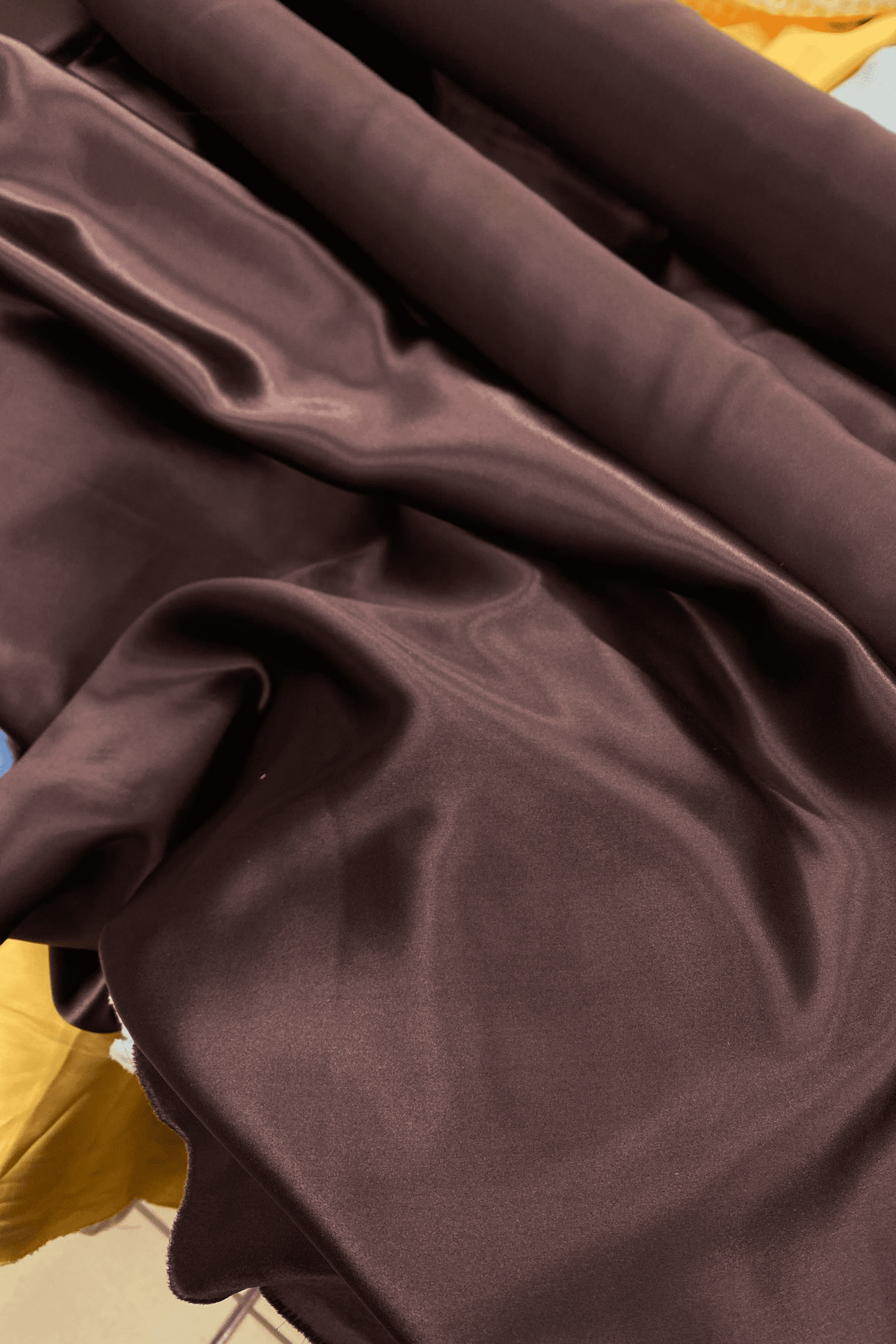 tissu marron chocolat soie